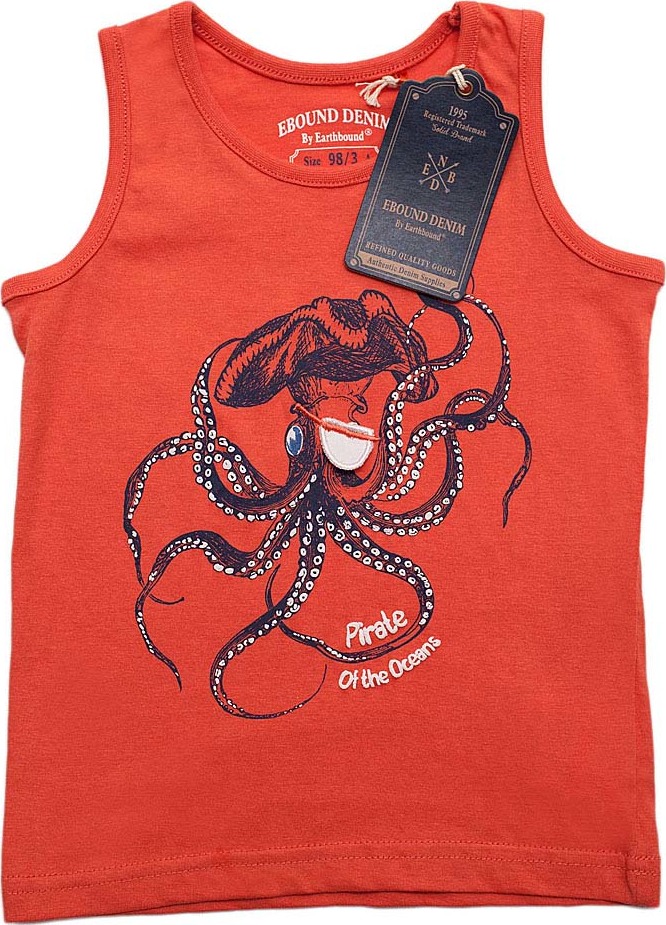 Ebound chlapčenský červený nátelník s chobotnicou Veľkosť: 98