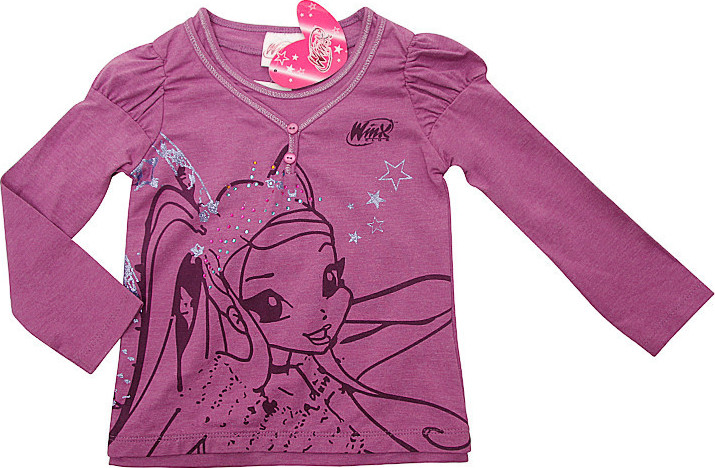 Winx Club fialové dievčenské tričko s dlhým rukávom Veľkosť: 114