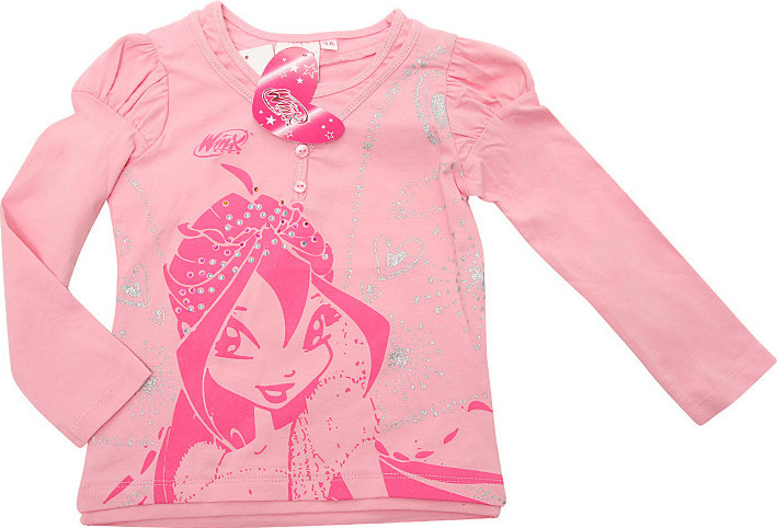 Winx Club svetloružové dievčenské tričko s dlhým rukávom Veľkosť: 102