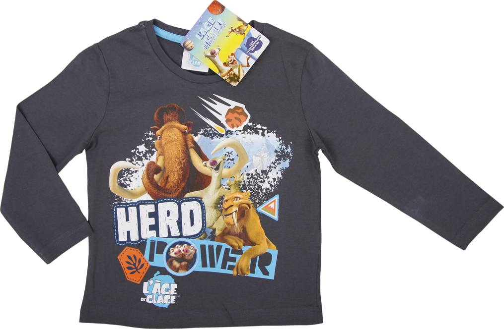 Doba ľadová chlapčenské sivé tričko s potlačou Veľkosť: 98