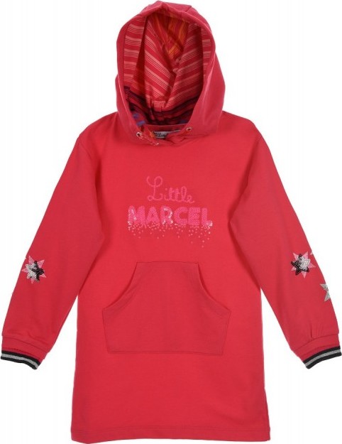 Little Marcel dievčenské ružovo-červené šaty s kapucňou Veľkosť: 98/104