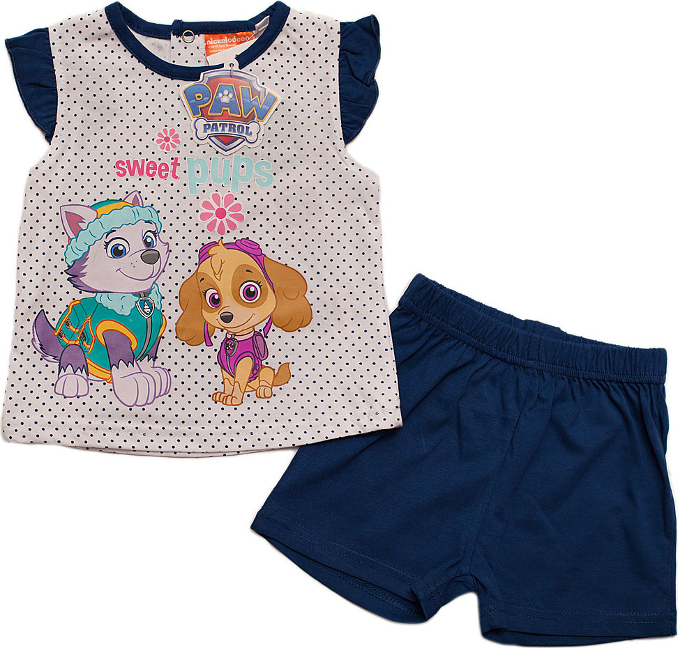 Tlapková patrola dievčenský bielo-modrý set tričko+kraťasy Veľkosť: 67