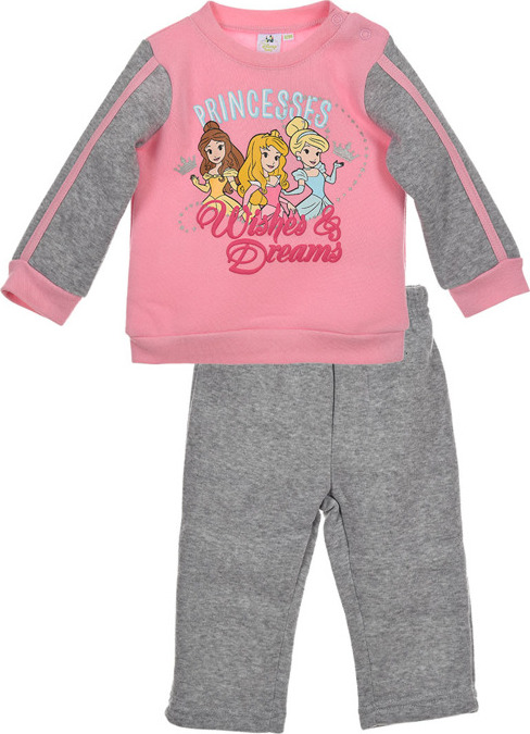 Disney Princess dievčenský ružovo-sivý set teplá mikina+nohavice Veľkosť: 67