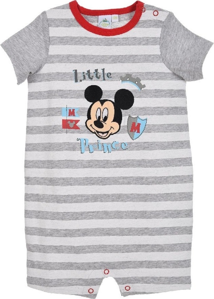 Mickey Mouse sivý pruhovaný letný overal Veľkosť: 67