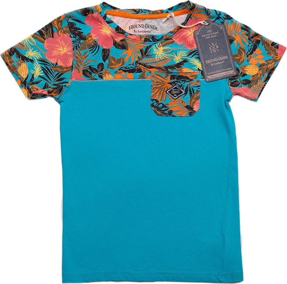 Ebound modré tričko pre chlapcov s tropickým vzorom Veľkosť: 128