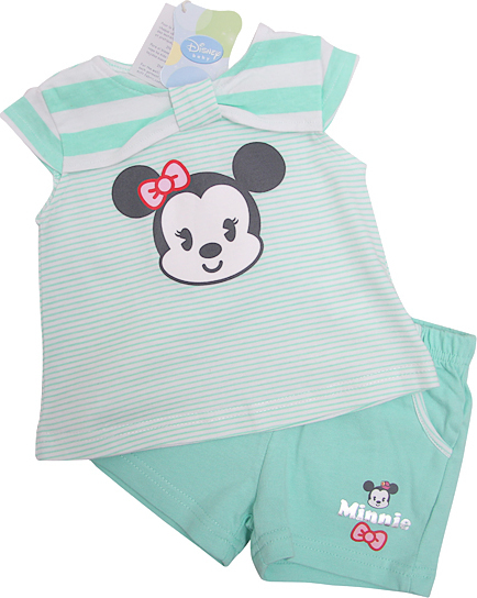 Minnie letný zelený baby set s mašľou Veľkosť: 74