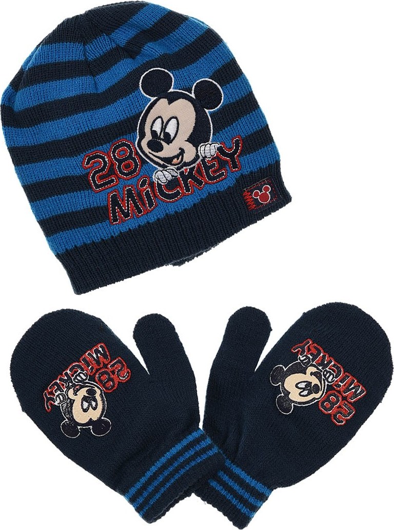 Mickey Mouse tmavomodrý pruhovaný zimný set Veľkosť: 48