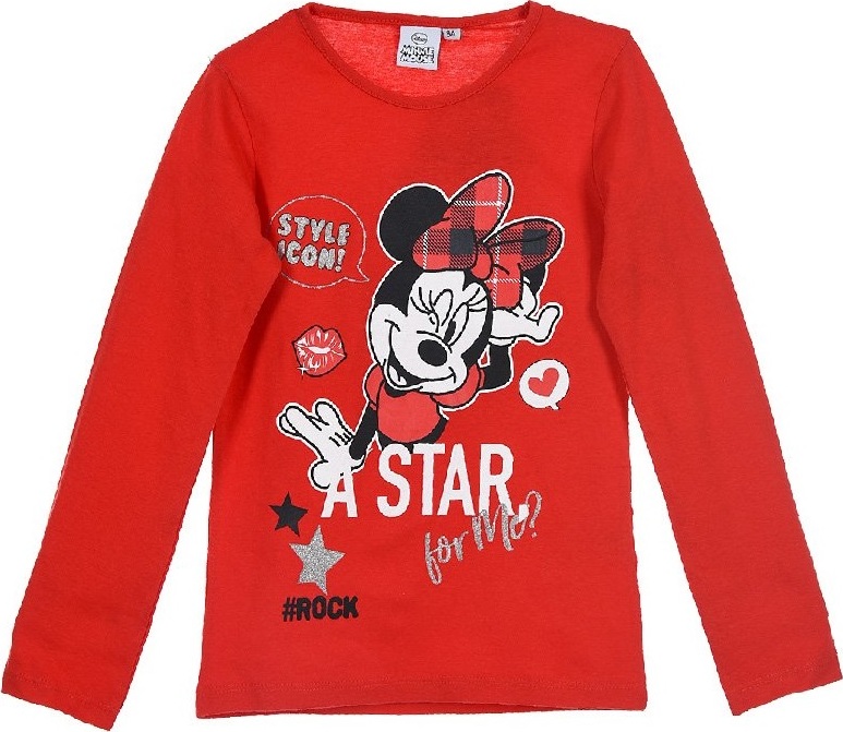 Disney Minnie Mouse červené tričko s dlhým rukávom Veľkosť: 116