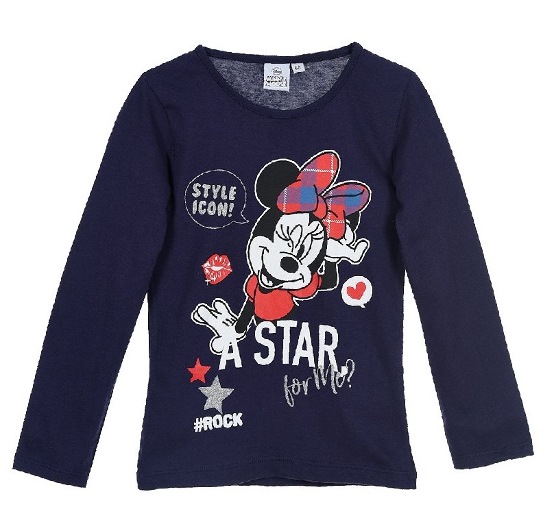 Disney Minnie Mouse Modré tričko s dlhým rukávom Veľkosť: 128