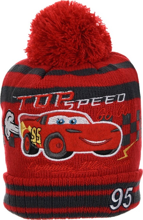 Cars - červená zimná čiapka s brmbolcom Veľkosť: 48
