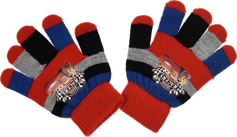 Autá - červené pruhované chlapčenské rukavice Veľkosť: ONE SIZE