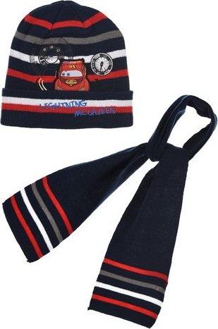 Autá chlapčenský pruhovaný set šál + čiapka Veľkosť: 52