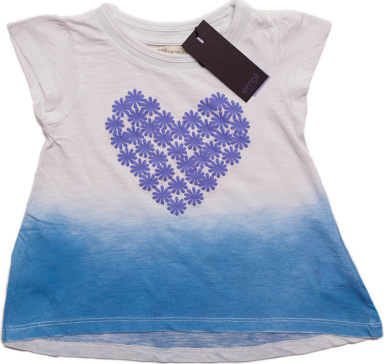 Emoi dievčenské modro-biele tričko so srdcom Veľkosť: 98