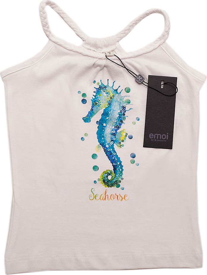 Emoi biele dievčenské tričko s morským koníkom Veľkosť: 104