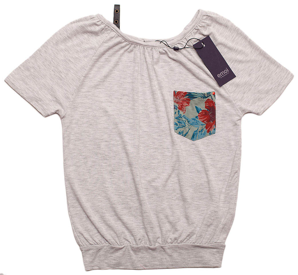 Emoi dievčenské sivé tričko s kvetinovým vreckom Veľkosť: 128