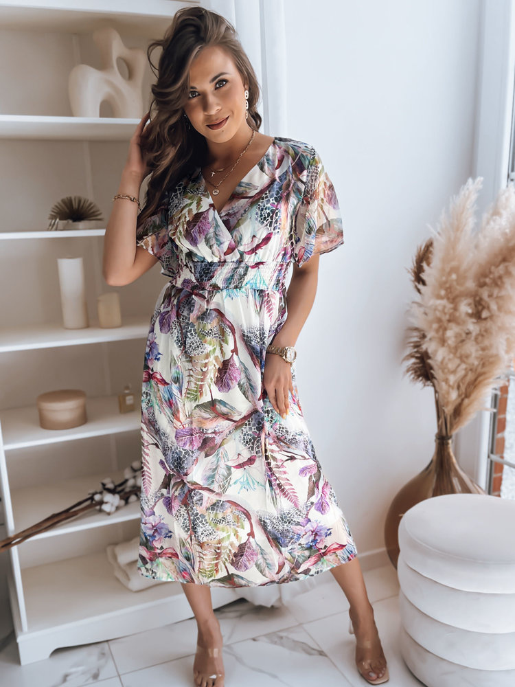 Biele šaty LUNNA so safari vzormi EY2306 Veľkosť: M