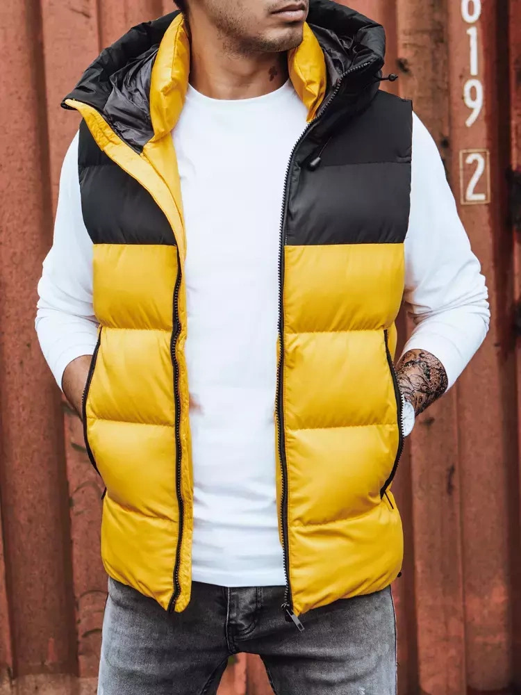 Žlto-čierna pánska vesta s kapucňou TX4171 Veľkosť: L