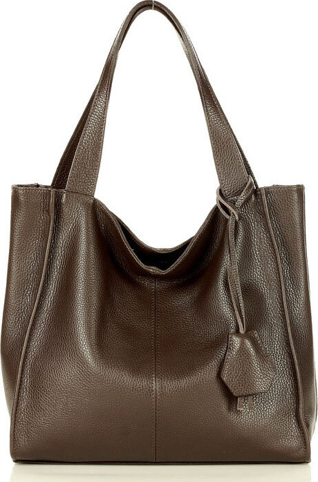 MAZZINI Tmavohnedá dámska kožená shopper kabelka (s139L) Veľkosť: ONE SIZE