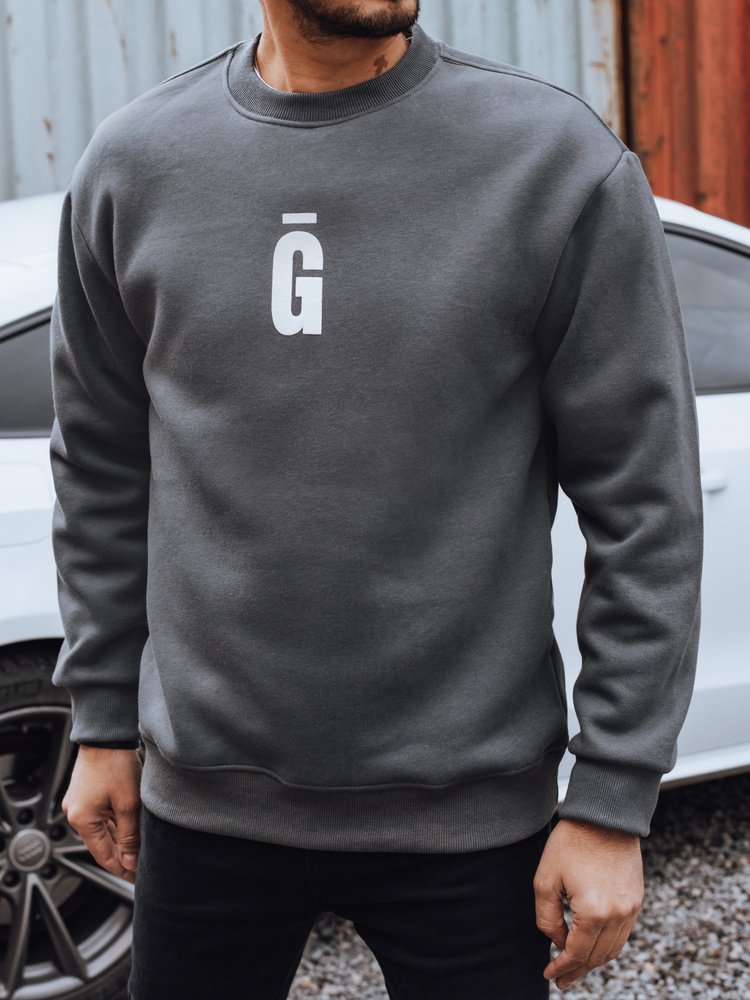 Tmavosivá pánska mikina s potlačou BX5921 Veľkosť: XL