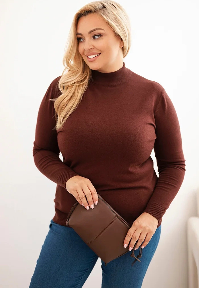 Hnedý dámsky plus size rolák Veľkosť: ONE SIZE