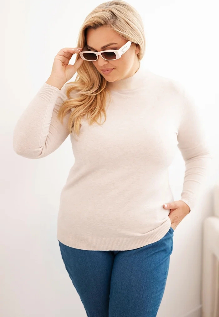 Smotanový dámsky plus size rolák Veľkosť: ONE SIZE