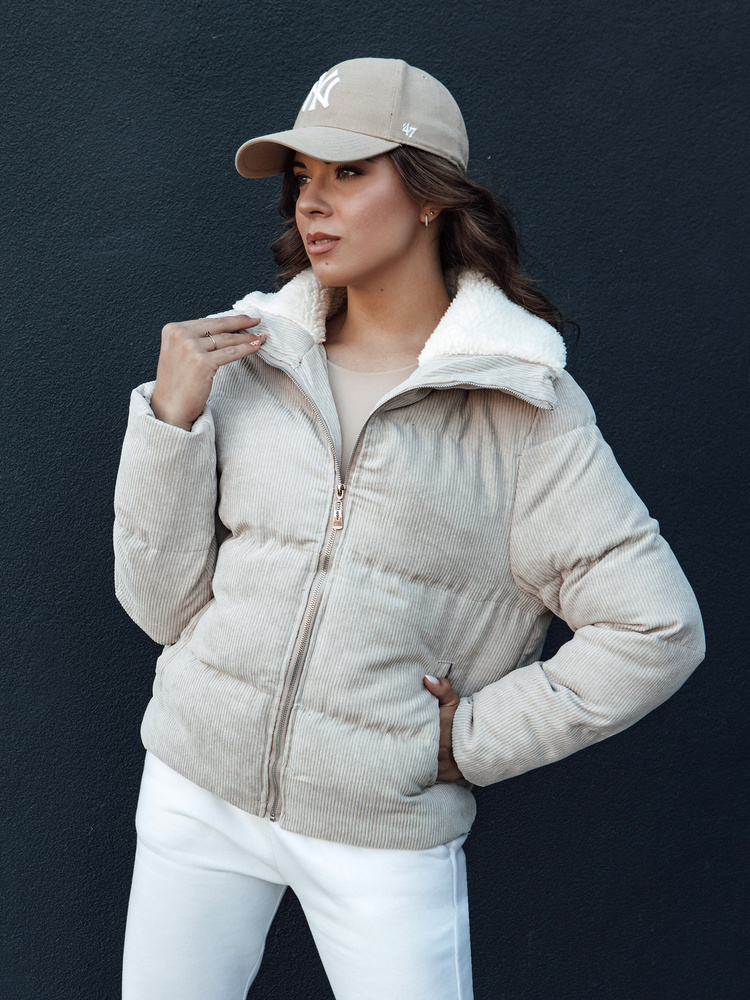 Smotanová dámska menčestrová bunda TRENDYGLAM TY4358 Veľkosť: L