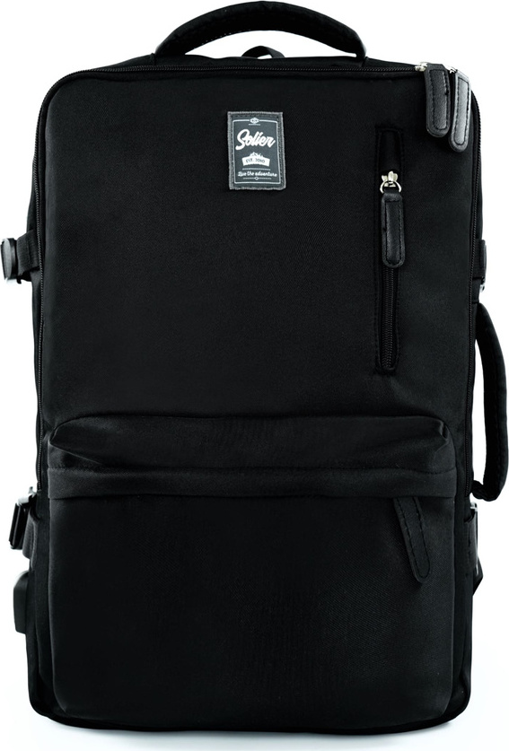Čierny priestranný cestovný batoh Solier NOA FV06 NOA BLACK Veľkosť: ONE SIZE