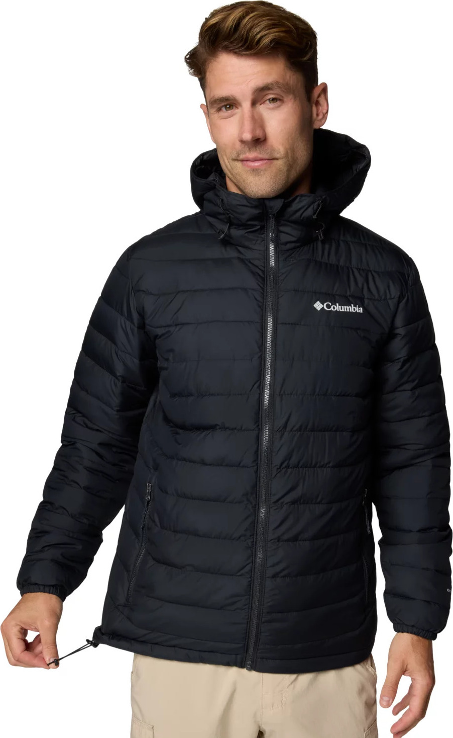 Čierna pánska športová prešívaná bunda Columbia Powder Lite II Hooded Jacket 2086944010 Veľkosť: M
