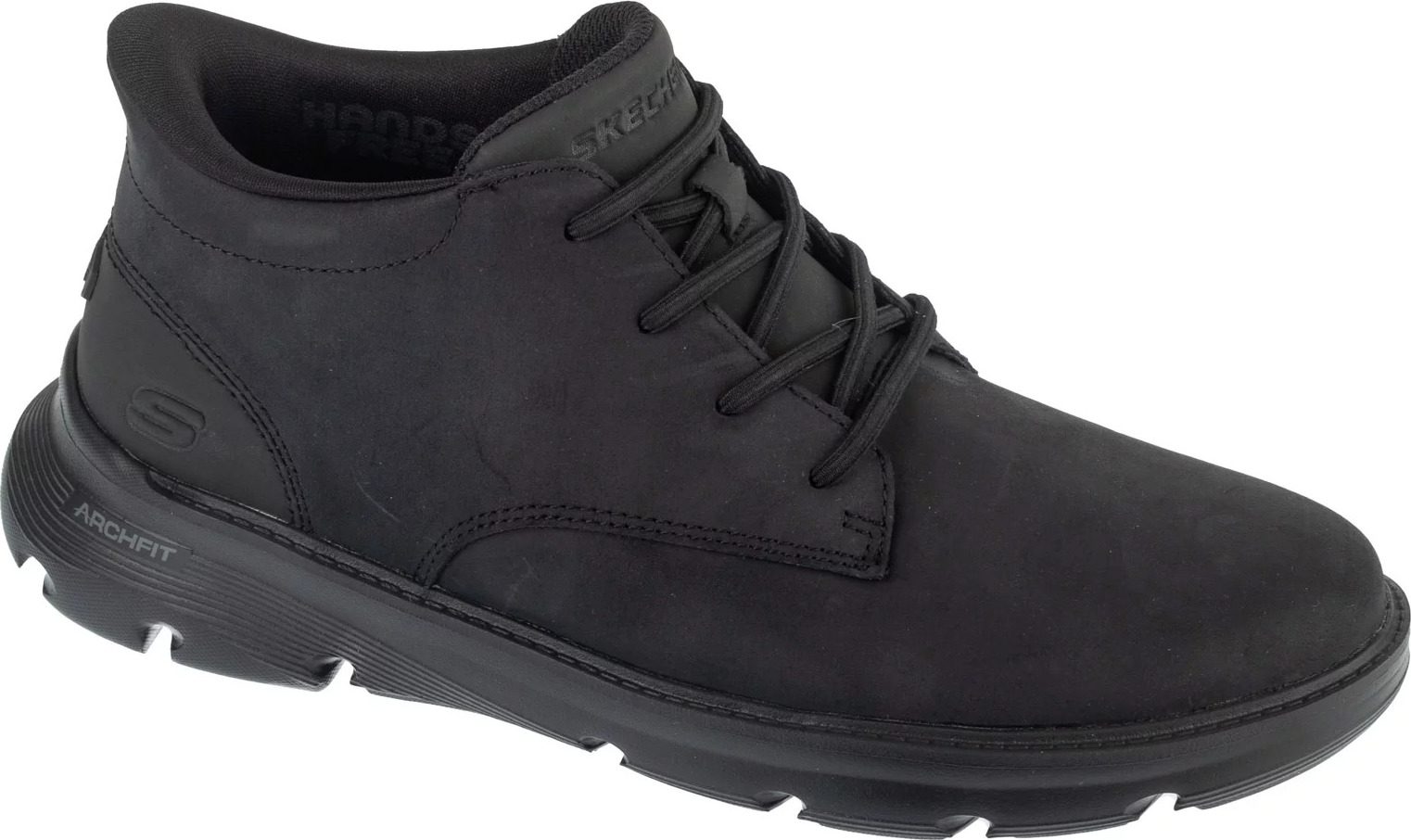 Čierne pánske kožené členkové topánky Skechers Slip-Ins: Arch Fit Garza - Ridley 205514-BBK Veľkosť: 42