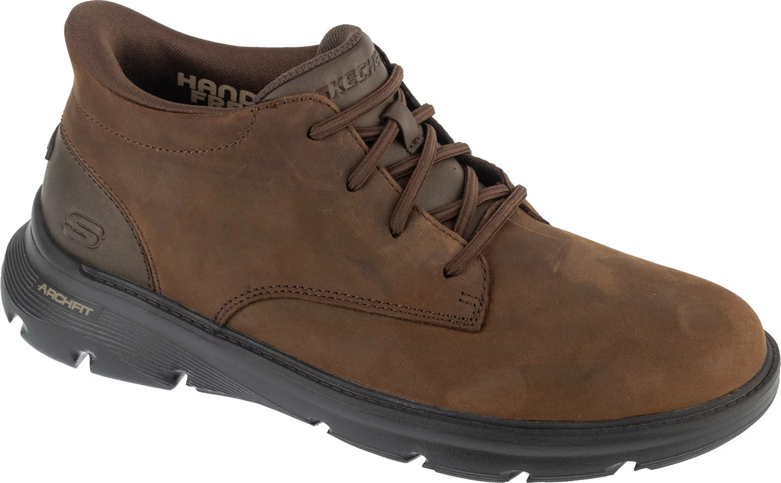 Hnedé pánske kožené členkové topánkySkechers Slip-Ins: Arch Fit Garza - Ridley 205514-COC Veľkosť: 44