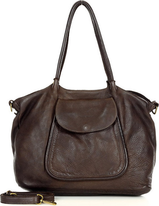 MARCO MAZZINI Kávovo hnedá kožená kabelka (v86b) Veľkosť: ONE SIZE