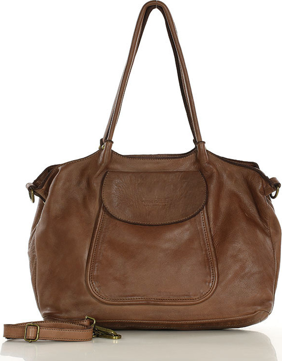 MARCO MAZZINI hnedá kožená shopper kabelka (v86h) Veľkosť: ONE SIZE