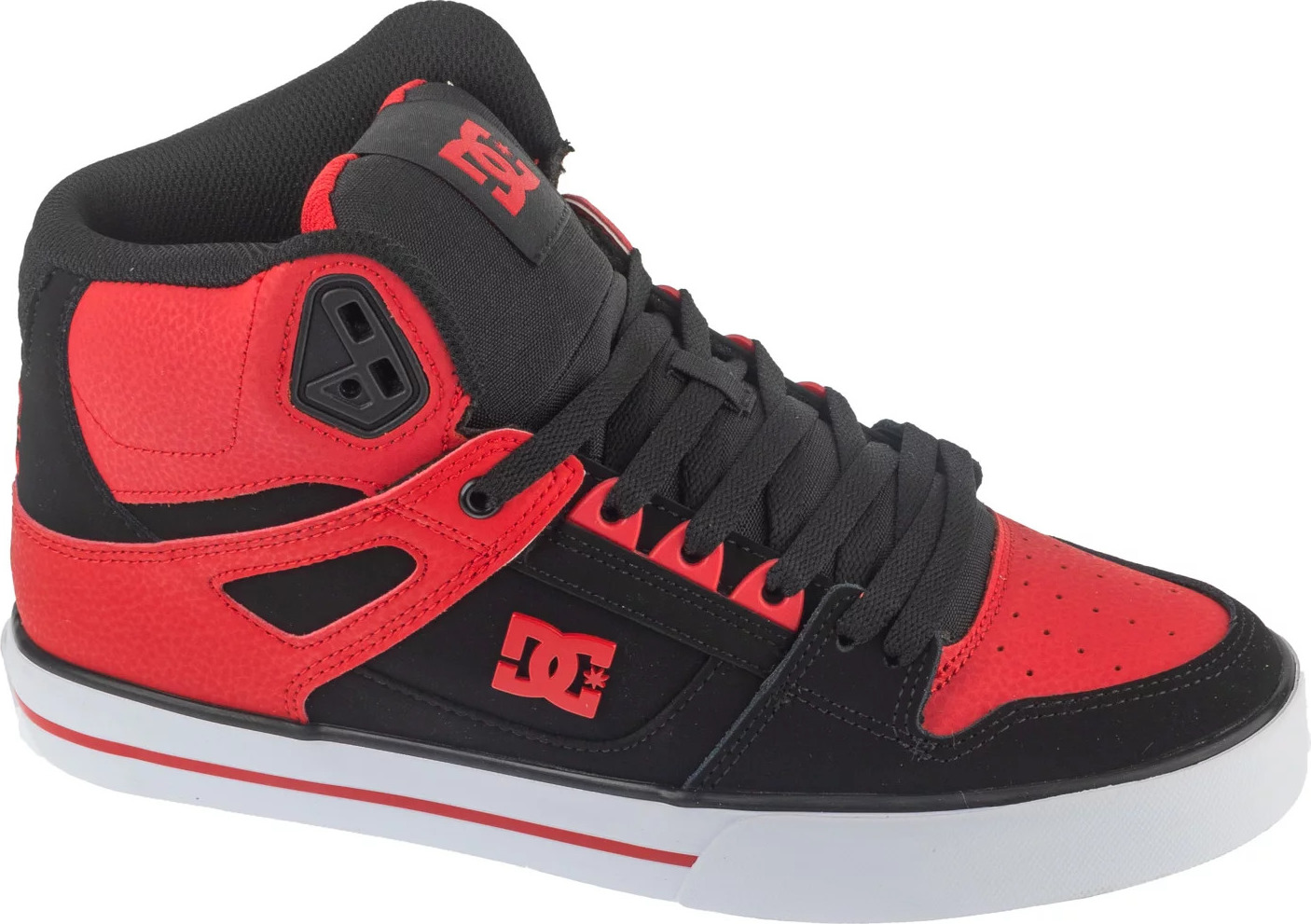 Červeno-čierne pánske členkové tenisky DC Pure High-Top Wc ADYS400043-FWB Veľkosť: 44