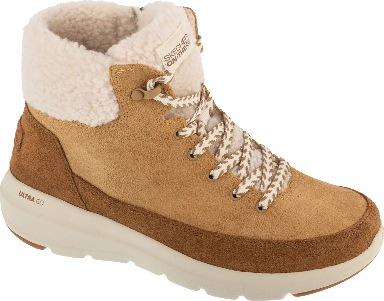 Svetlohnedé dámske semišové zimné topánky Skechers Glacial Ultra - Autumn Days 144206-CSNT Veľkosť: 39