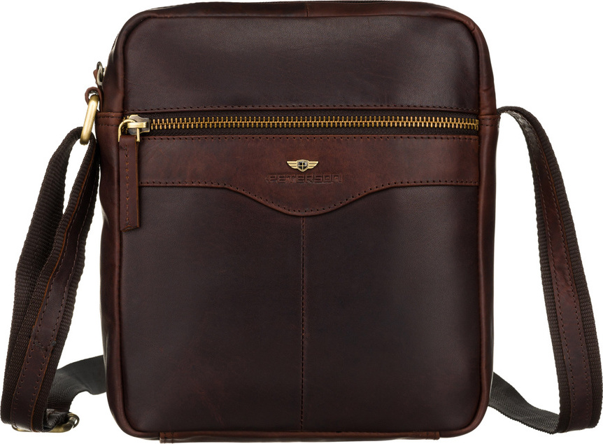 Peterson Elegantná pánska hnedá kožená taška cez rameno s púzdrom na kľúče PTN 711E-OPU Veľkosť: ONE SIZE