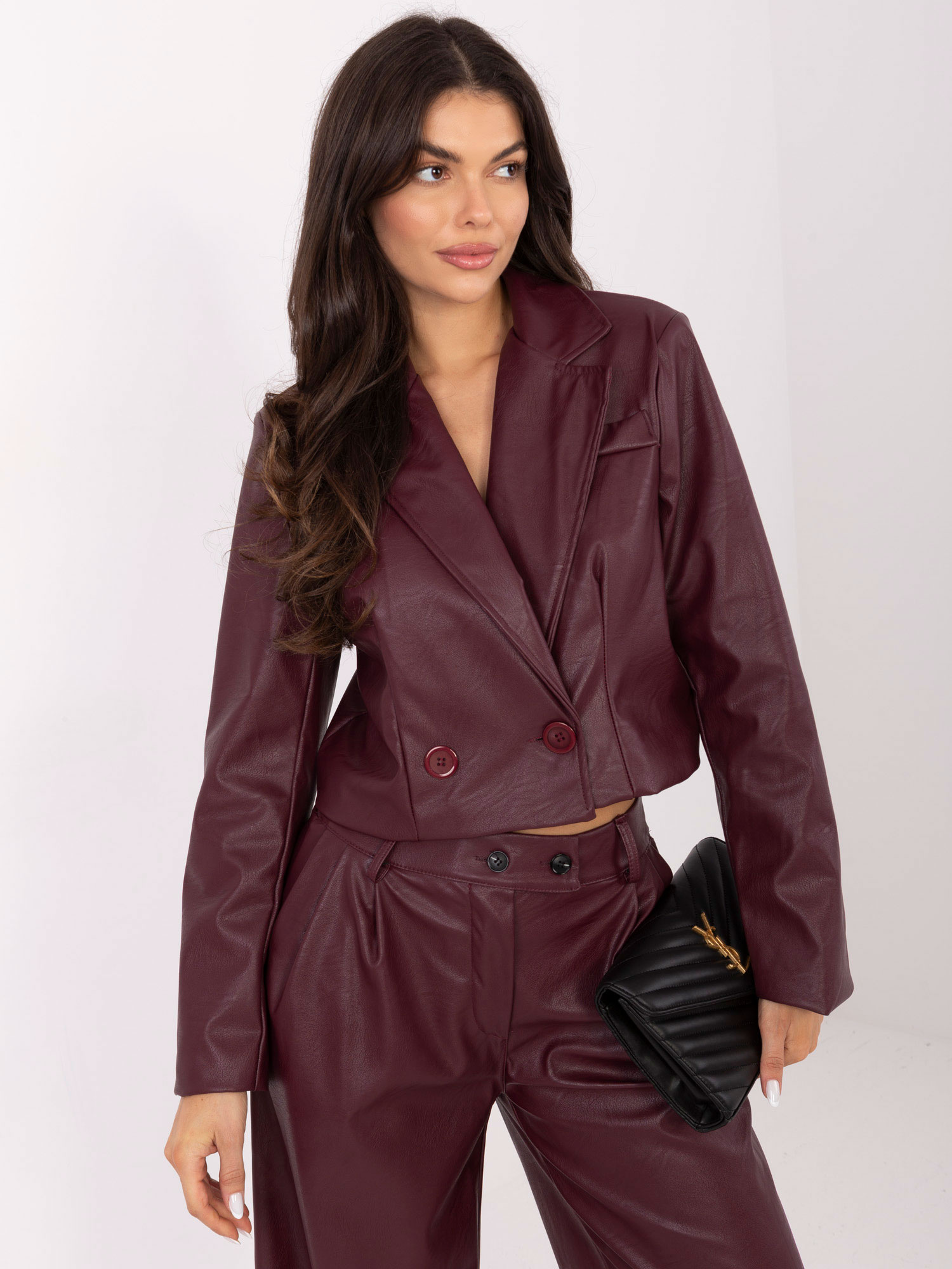 Bordové dámske koženkové sako IT-KR-FL9719.06P-bordo Veľkosť: ONE SIZE