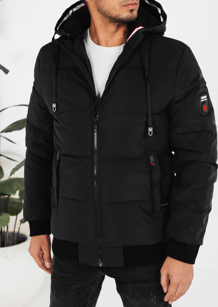 Čierna pánska zimná prešívaná bunda s manžetami TX5087 Veľkosť: S