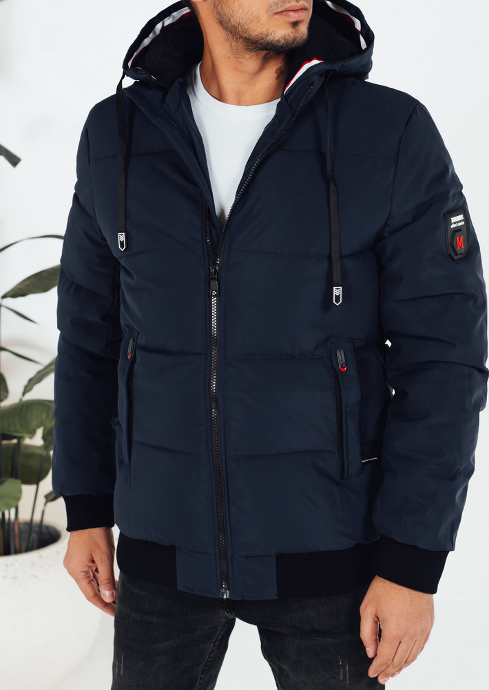 Tmavomodrá pánska zimná prešívaná bunda s manžetami TX5086 Veľkosť: S