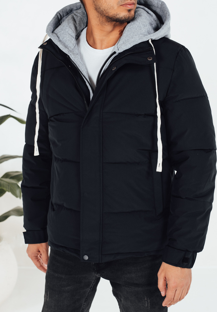 Tmavomodrá pánska zimná prešívaná bunda s látkovou kapucňou TX5101 Veľkosť: M