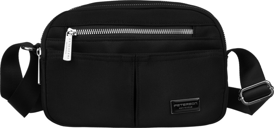 Peterson Čierna dámska messenger taška so striebornými detailmi PTN CTY-01 Veľkosť: ONE SIZE