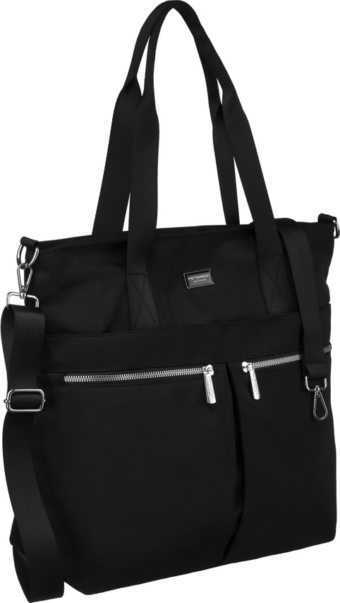 Peterson Čierna shopper kabelka s vonkajšími vreckami a odnímateľným popruhom CTY-05 Veľkosť: ONE SIZE