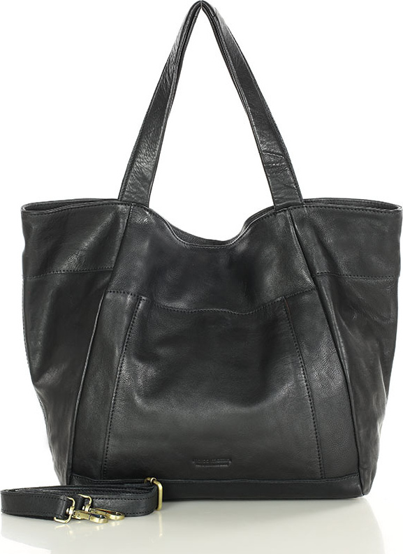 MARCO MAZZINI Čierna veľká dámska kožená shopper kabelka (vs119a) Veľkosť: ONE SIZE