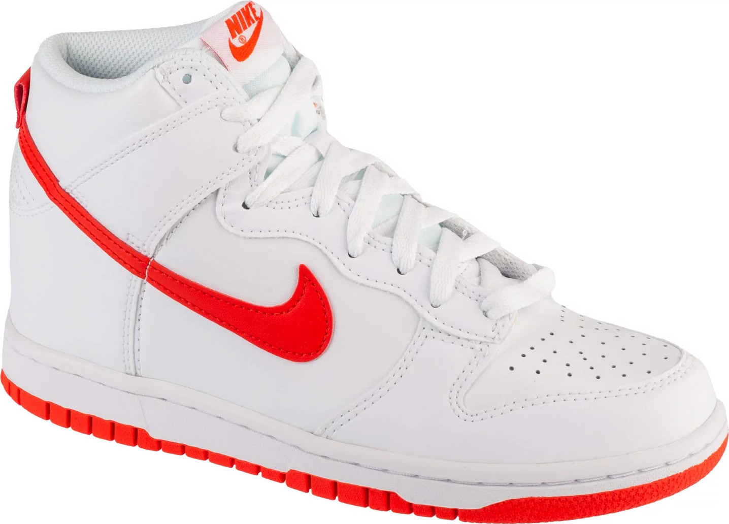 Bielo-červené kožené členkové tenisky Nike Dunk High Gs DB2179-111 Veľkosť: 36,5