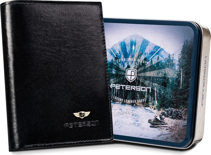 Peterson Čierna kožená pánska peňaženka W058 PTN N575-VT BLACK Veľkosť: ONE SIZE