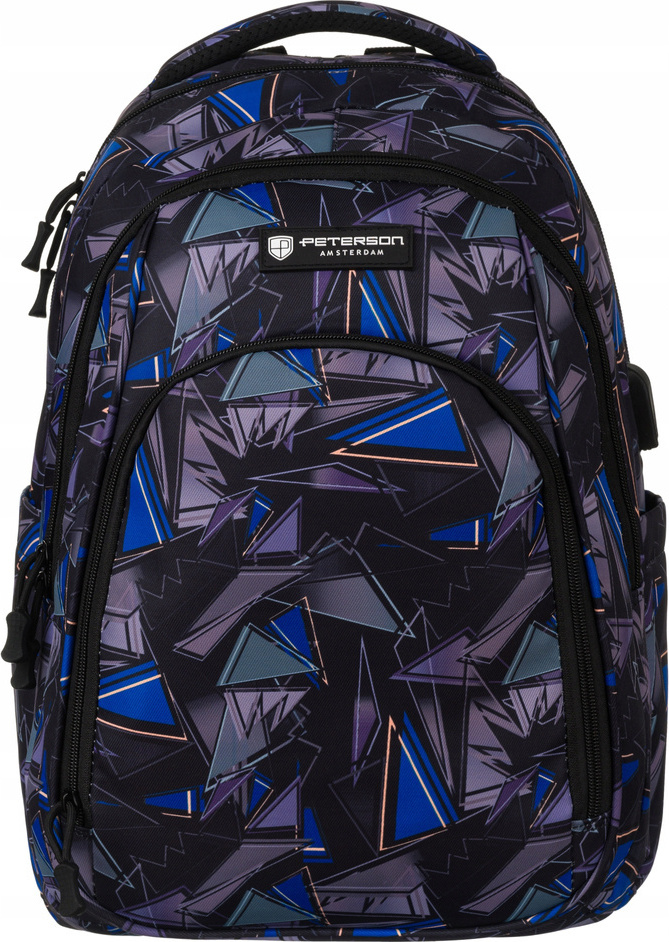 Peterson Čierno-modrý školský batoh s USB portom PTN 77711-6654 PRT-6 Veľkosť: ONE SIZE
