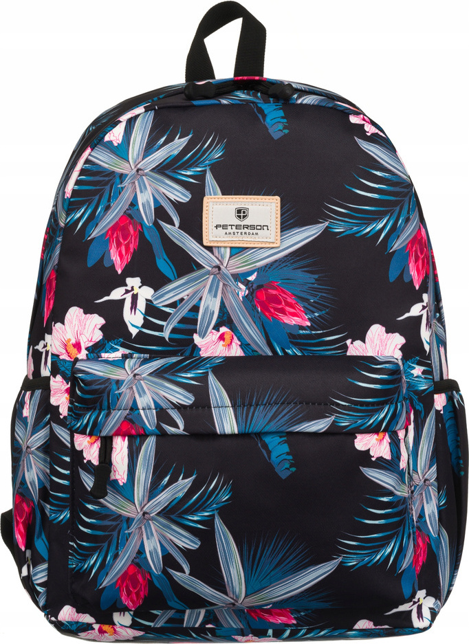 Peterson čierny kvetinový batoh s vreckom na notebook PTN 77702 Veľkosť: ONE SIZE