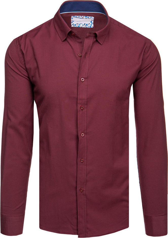 Bordó pánska košeľa s dlhým rukávom DX2603 Veľkosť: 2XL