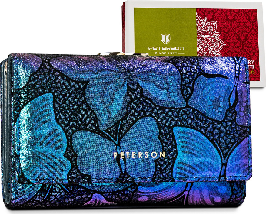 Peterson Modrá holografická peňaženka - motýliky Y491 [DH] PTN 42108-ONBF Veľkosť: ONE SIZE