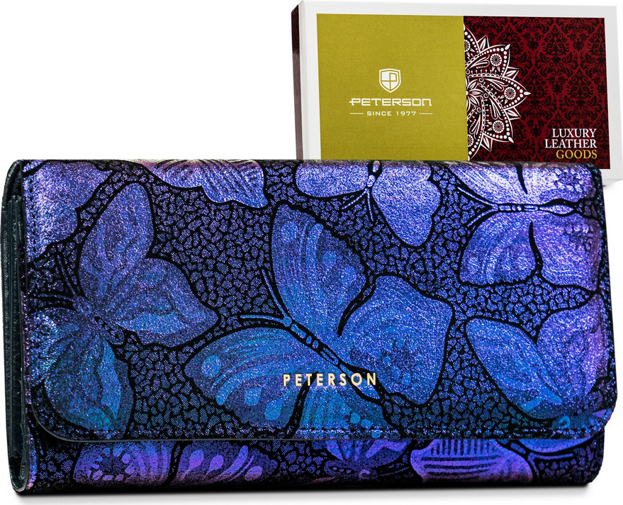 Peterson Modrá peňaženka s holografickými motýlikami Y533 [DH] PTN 421077-ONBF Veľkosť: ONE SIZE