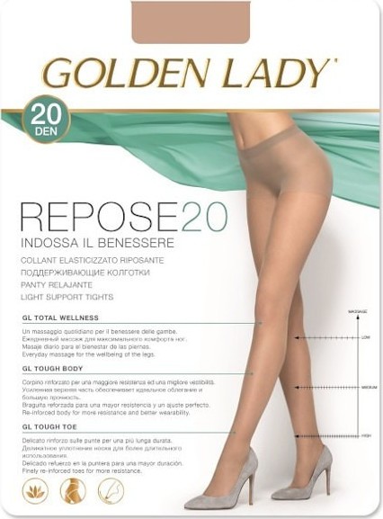 Ľahko kompresné silonky Golden Lady Repose 20 den Veľkosť: XL, Barva: hnedá